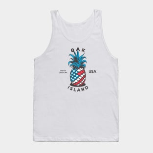 Oak Island, NC Summertime Vacationing Patriotic Pineapple Tank Top